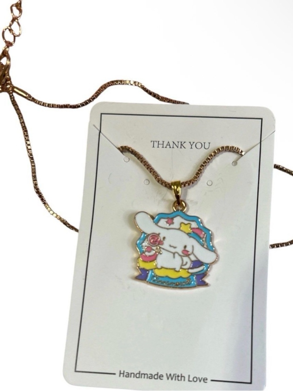 Sanrio Hello Kitty Cinnamoroll Whimsical Enamel Charm Gold Pendant Necklace